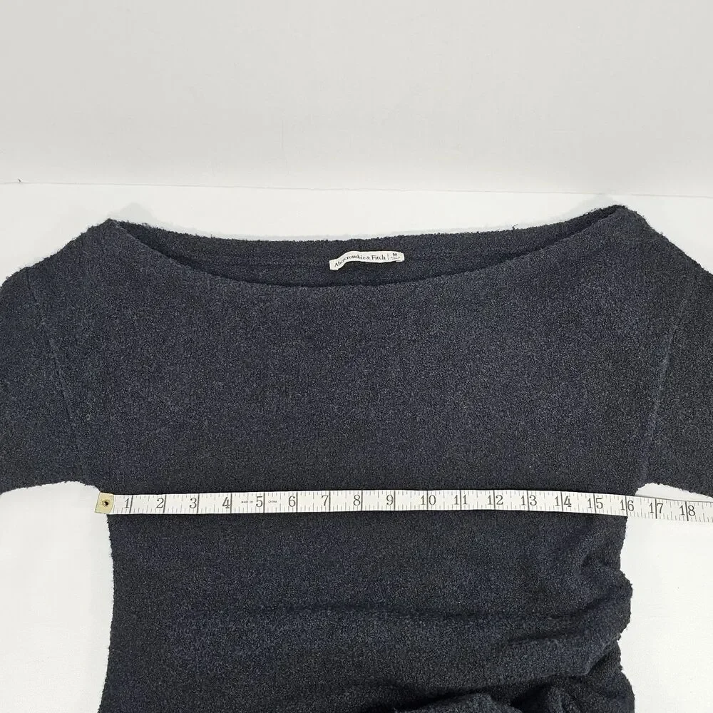 Abercrombie & Fitch Off-The-Shoulder Boucle Maxi Sweater Dress Black Medium NWT
